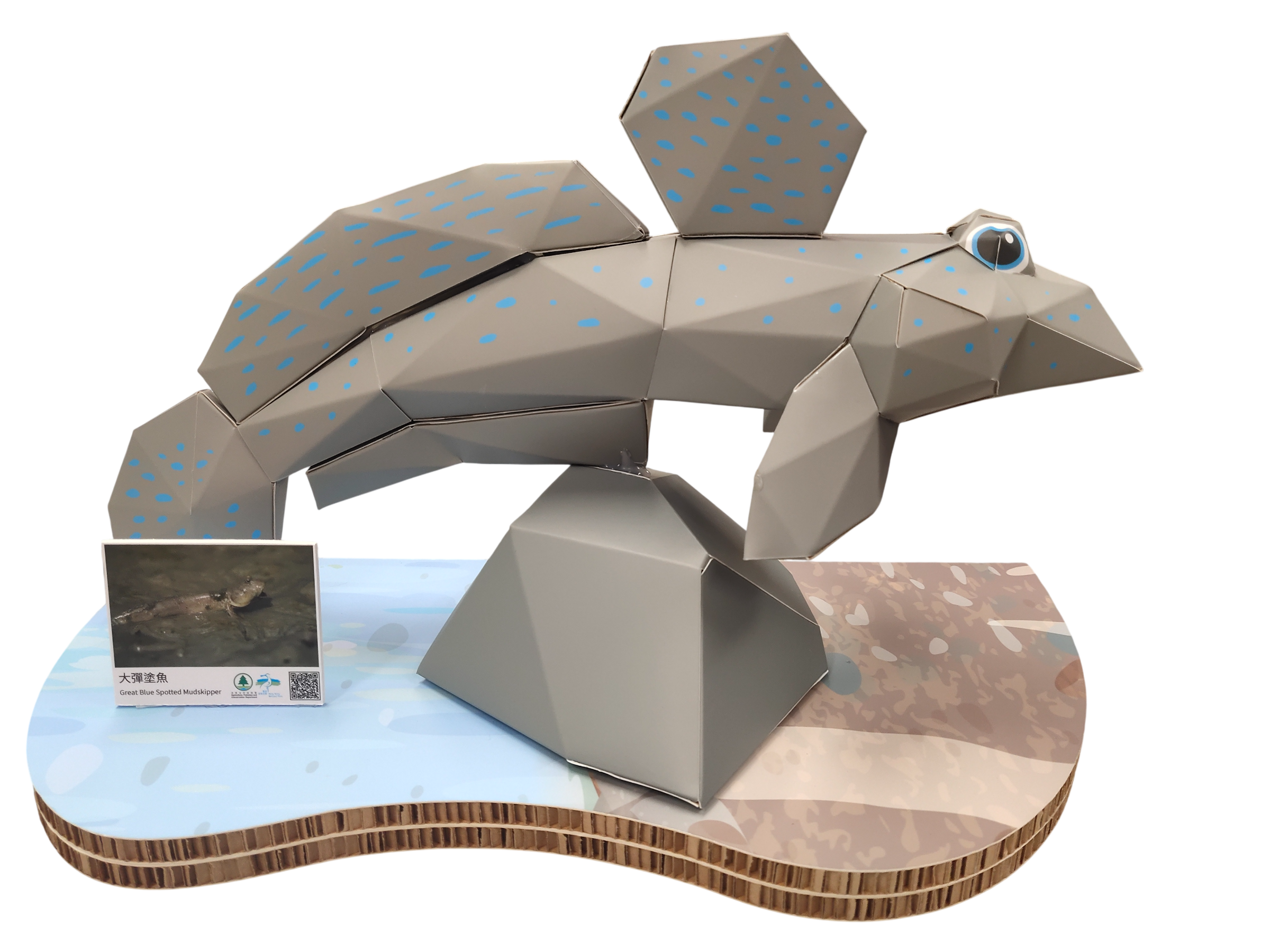 Wetland Geometric Cardboard Model - Great Blue Spotted Mudskipper